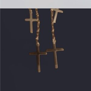 Gold Cross Dangle Earrings